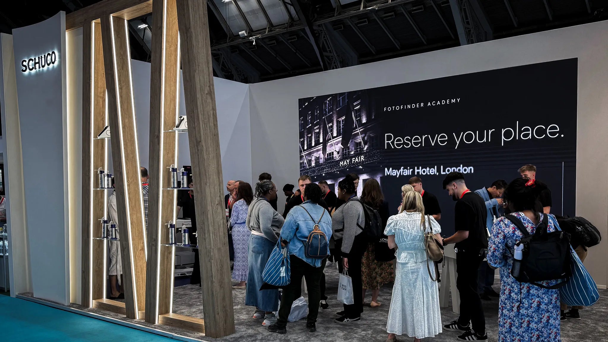 Schuco's stand C7 at the 2026 BAD conference filled with attendees.