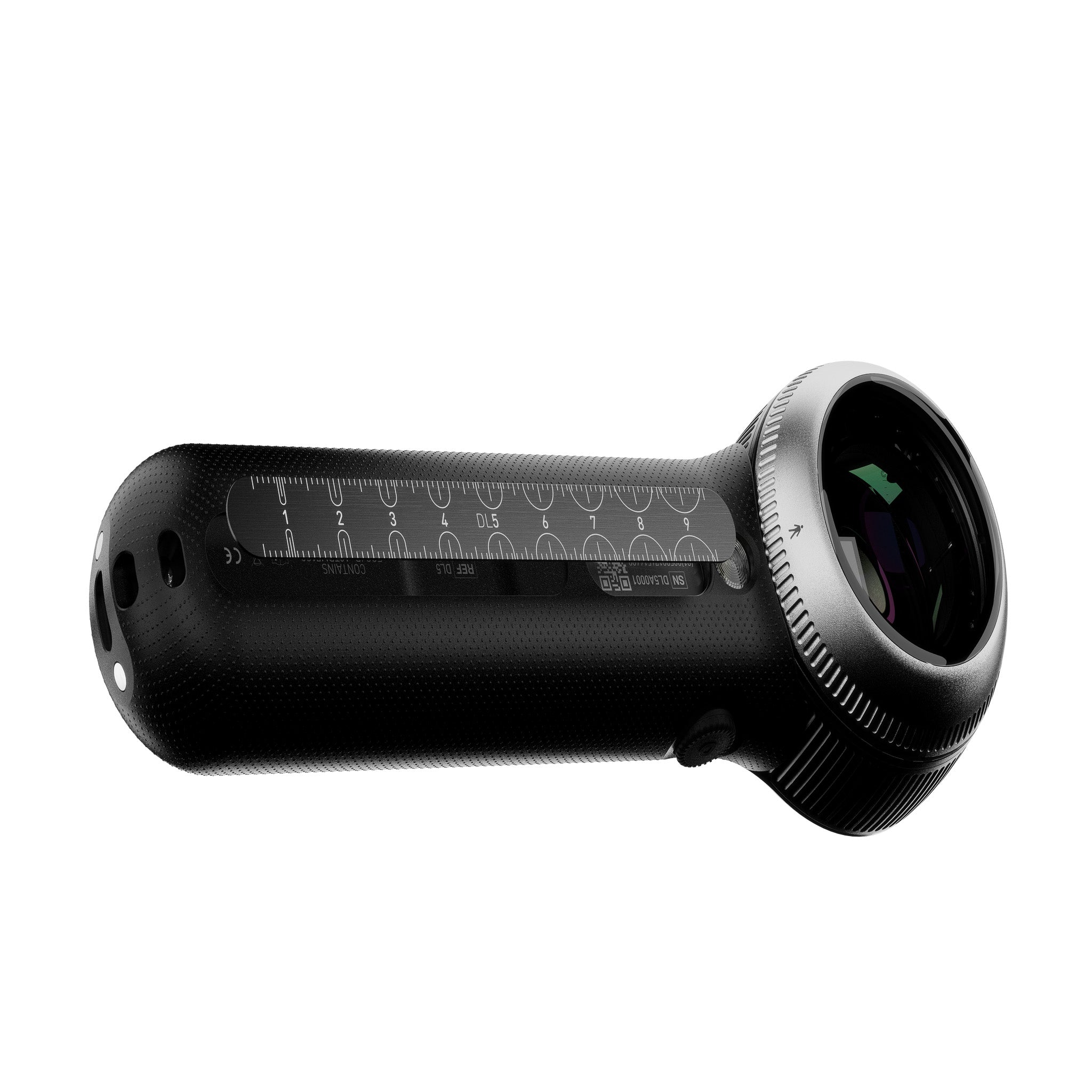 Angled view of DermLite DL5 with ruler magnetically attached.