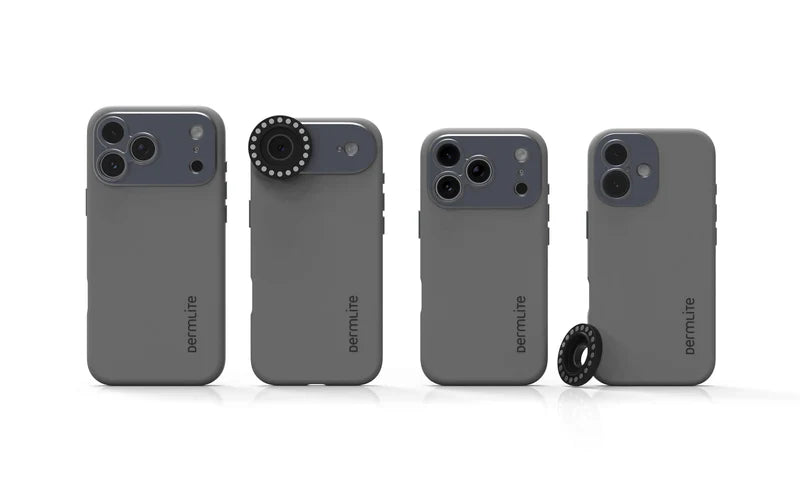 Four DermLite Connection Kits for each version of iPhone 17
