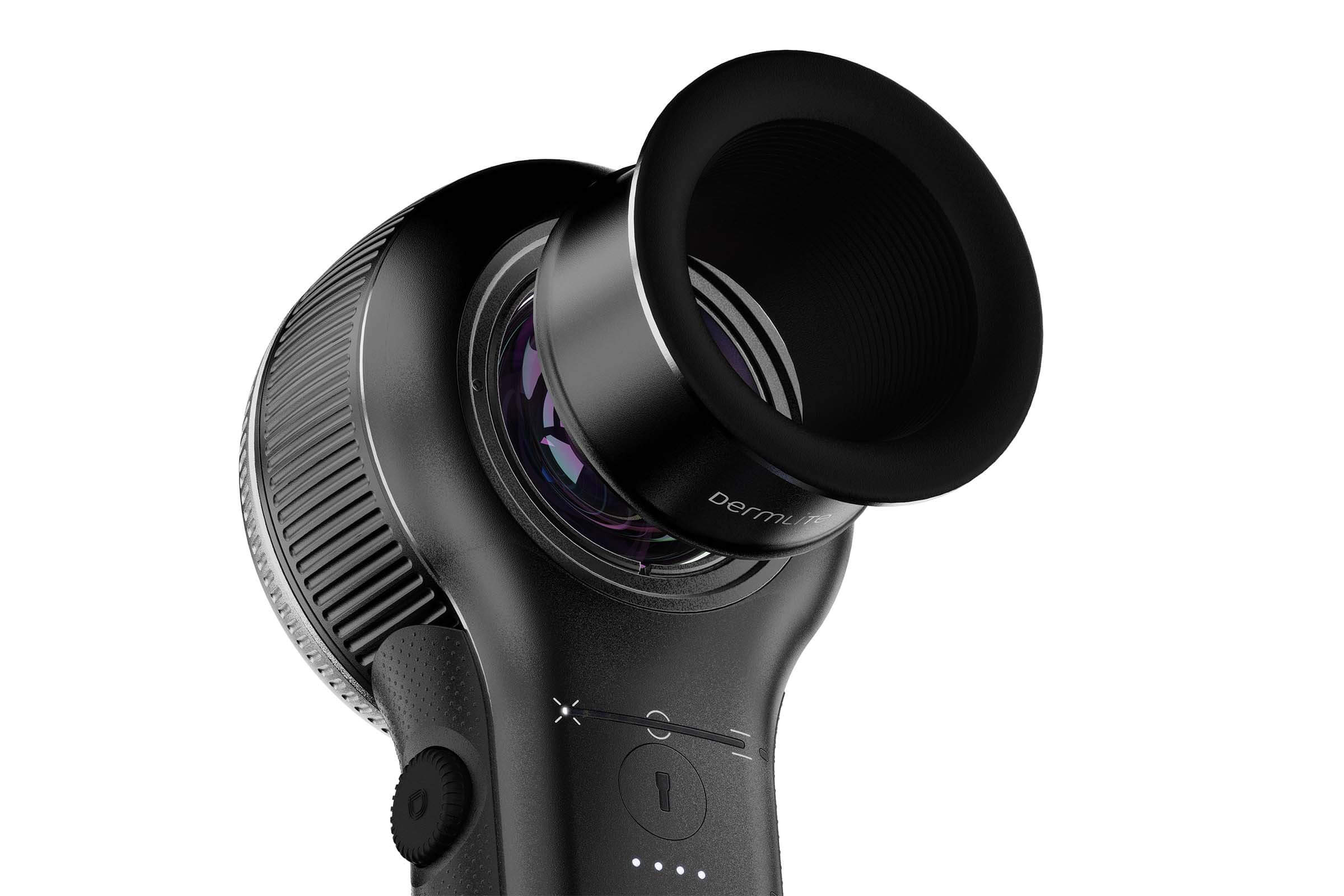 DermLite DL5 dermatoscope with eyepiece slightly raised.