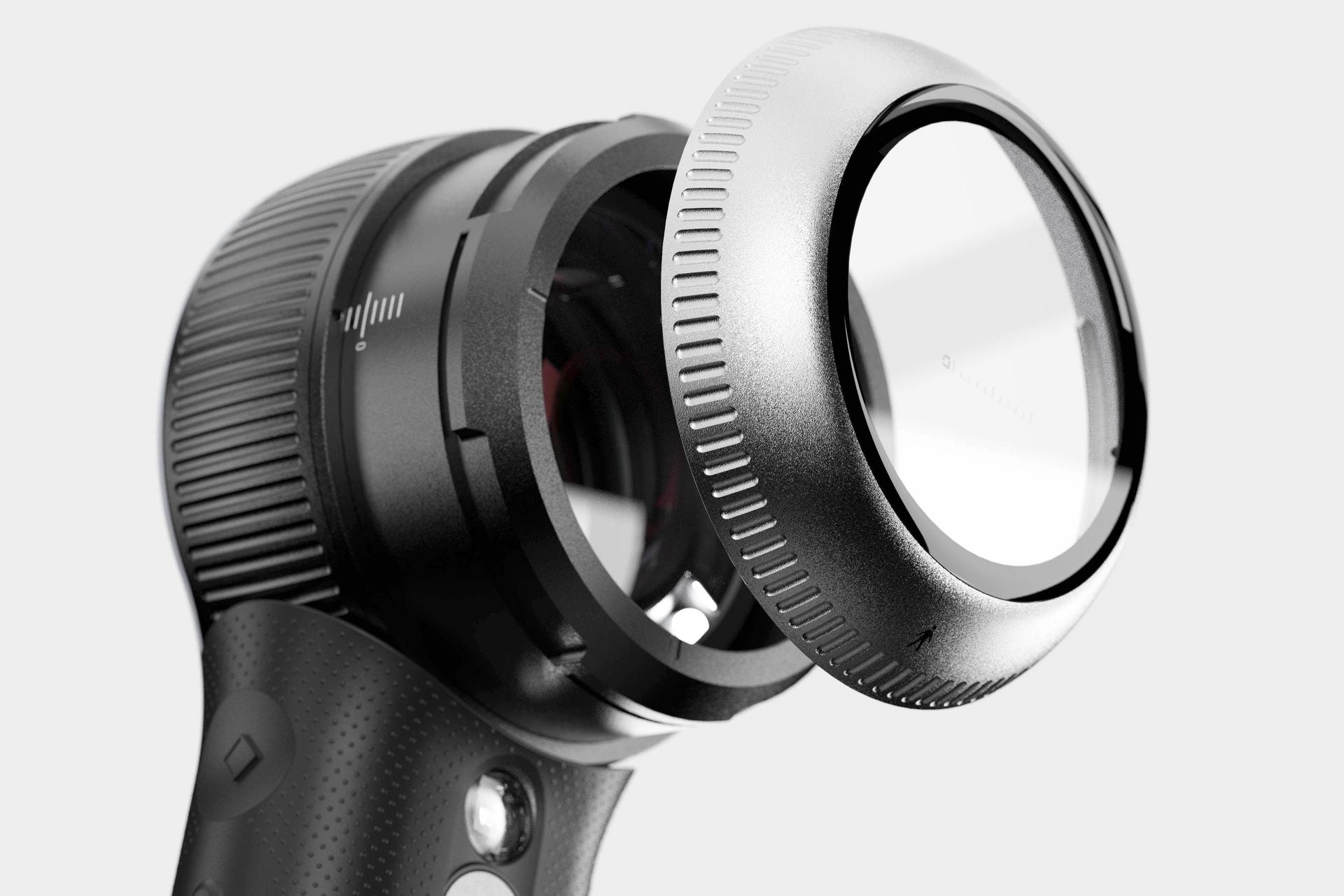 DermLite DL5 contact plate being fitted onto the dermatoscope