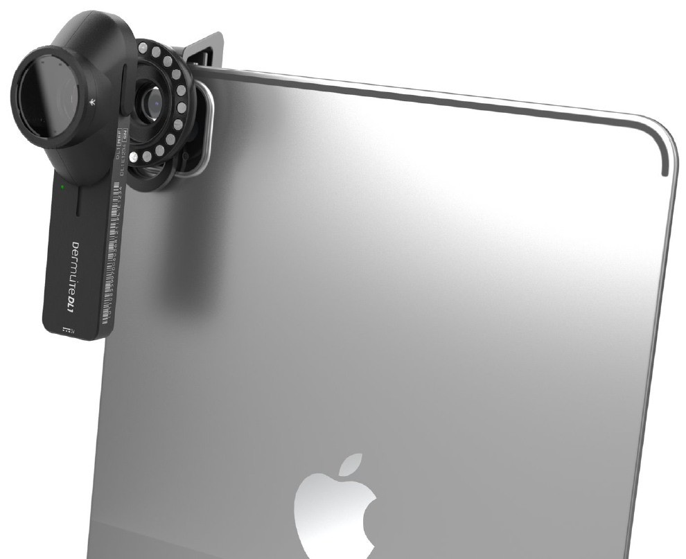 DermLite DL1 dermatoscope with iPad and connector.