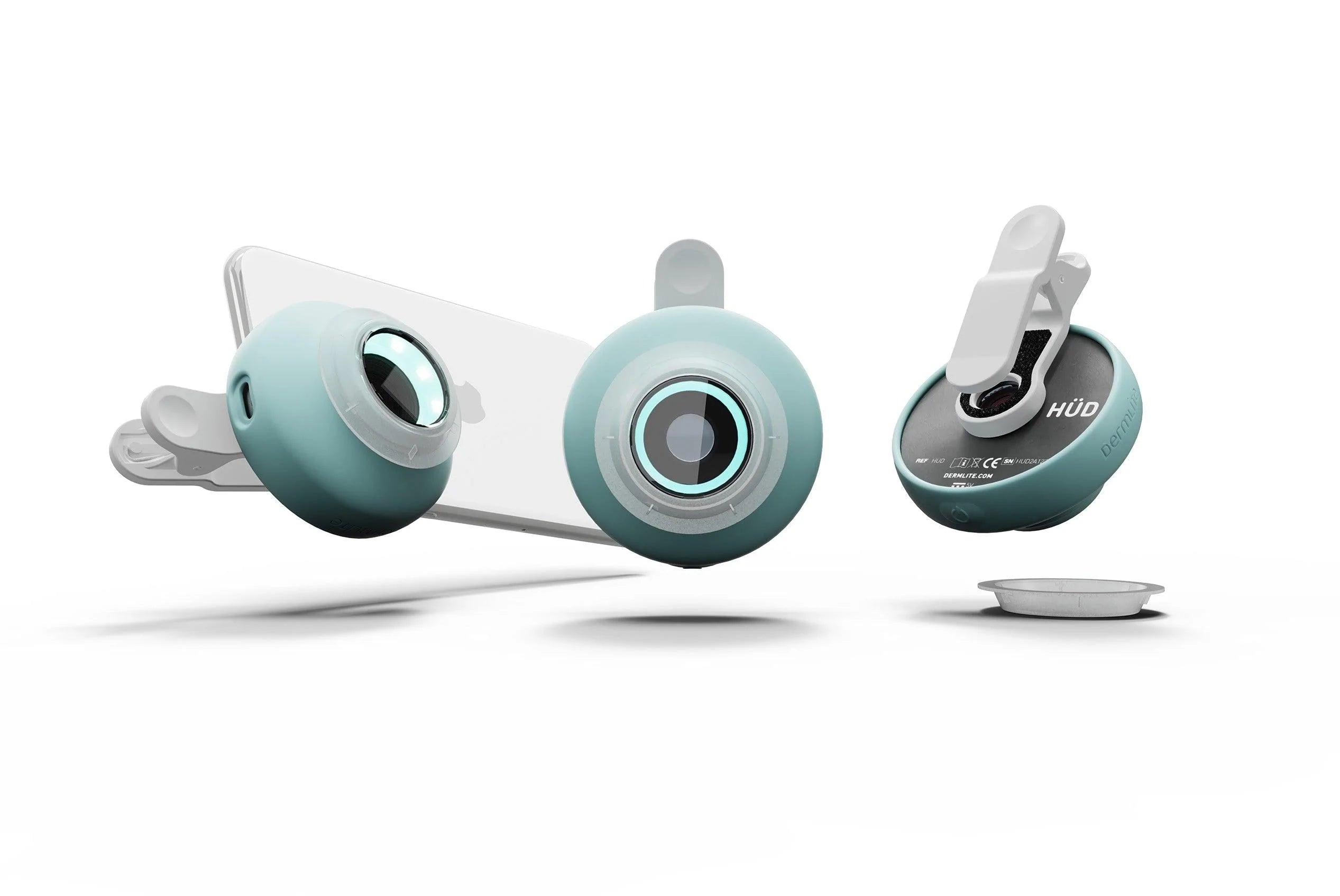 Complete view of Dermlite HUD 2 dermatoscope.