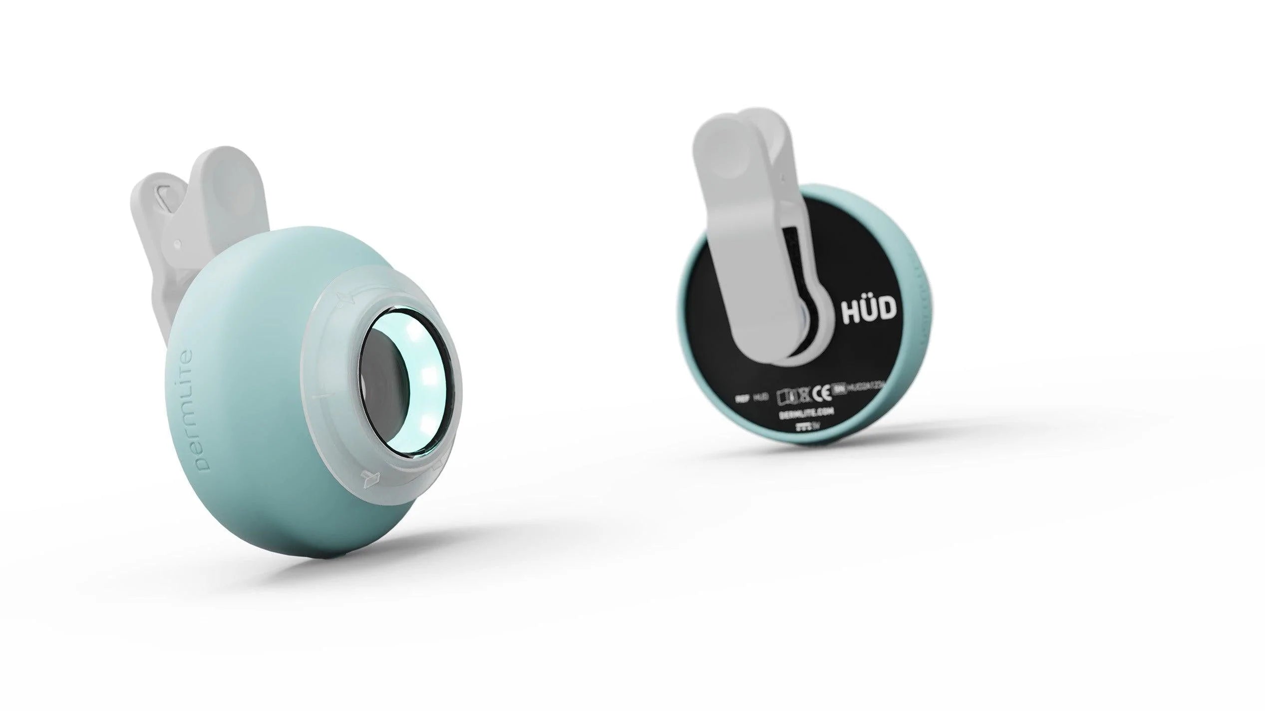 Front and back view of DermLite HUD 2 dermatoscope.