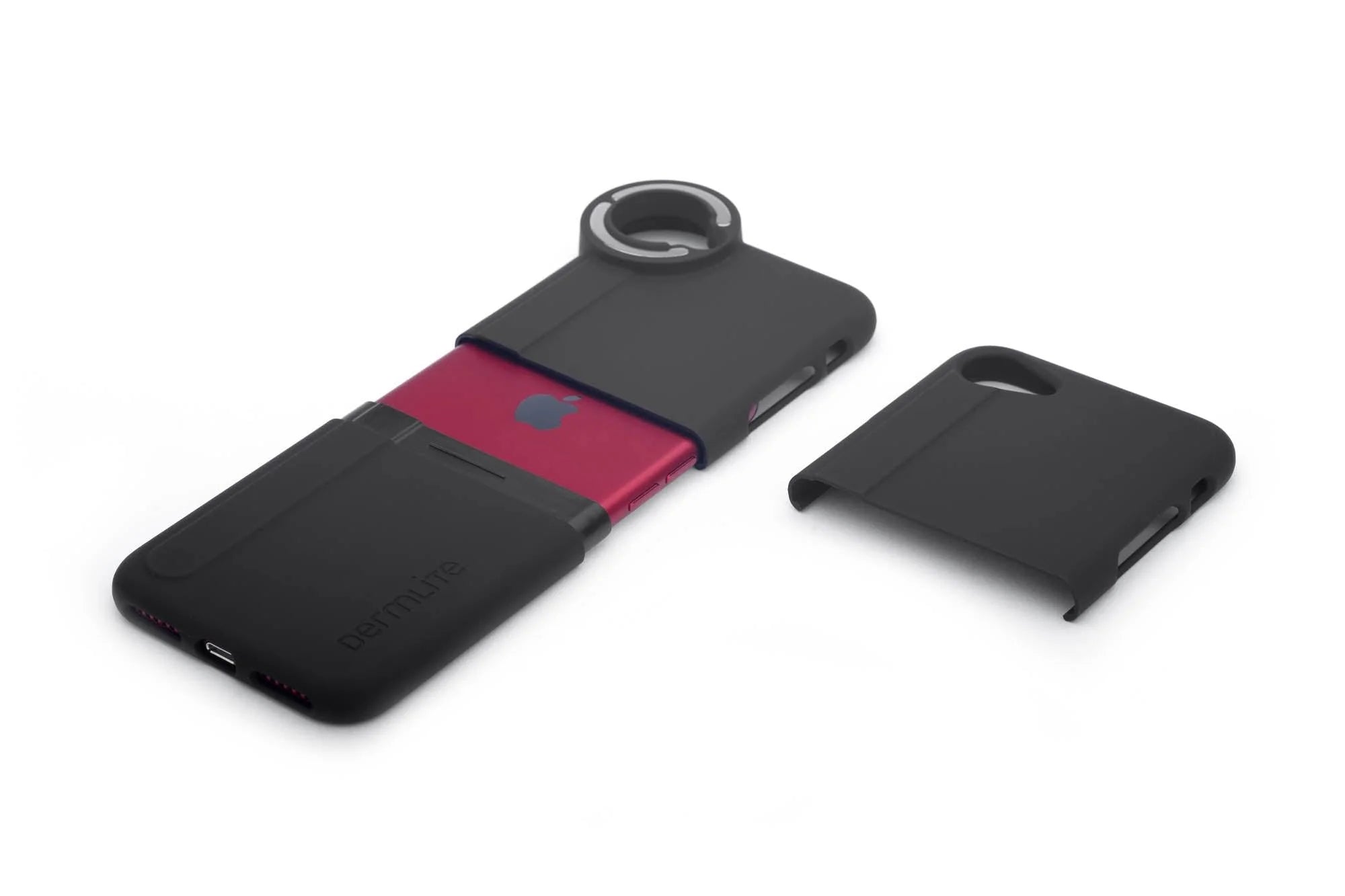 DermLite Connection kit case being placed on an iPod Touch