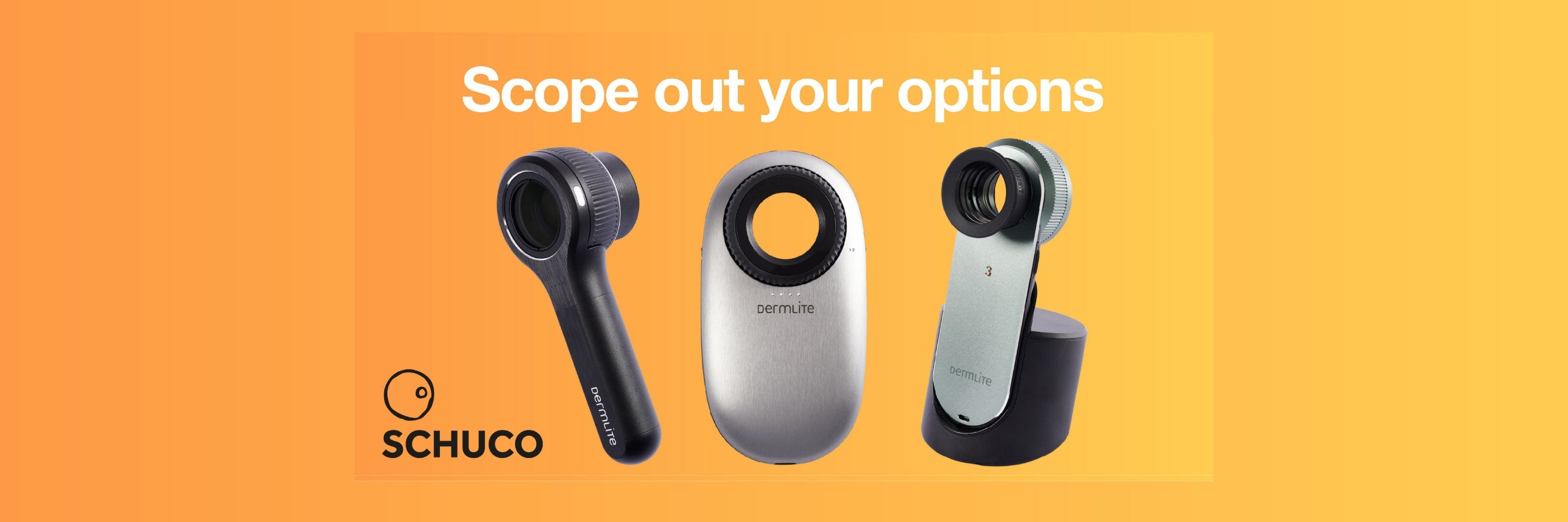 DermLite DL4(right), DermLite DL200 Hybrid (middle), DermLite DL3N (right)