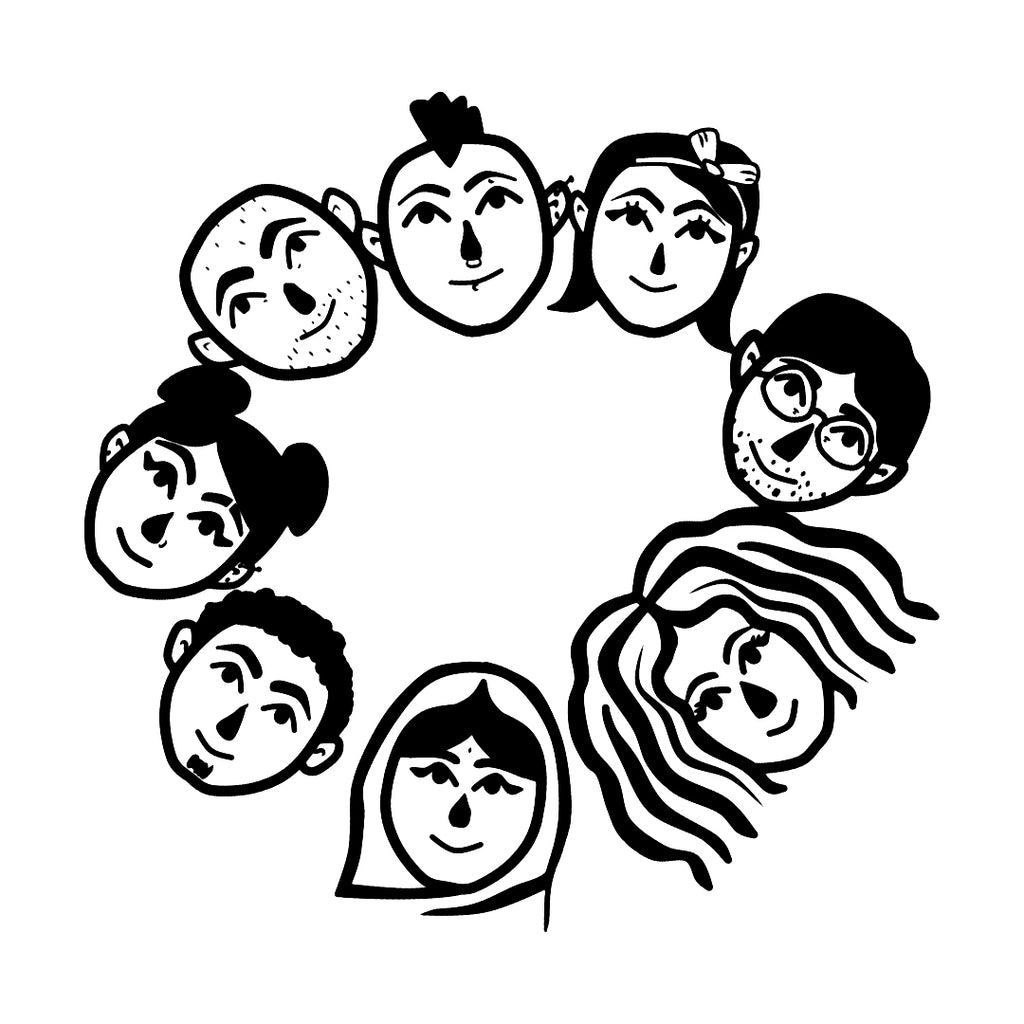 Faces in a circle from multiple ethnicities