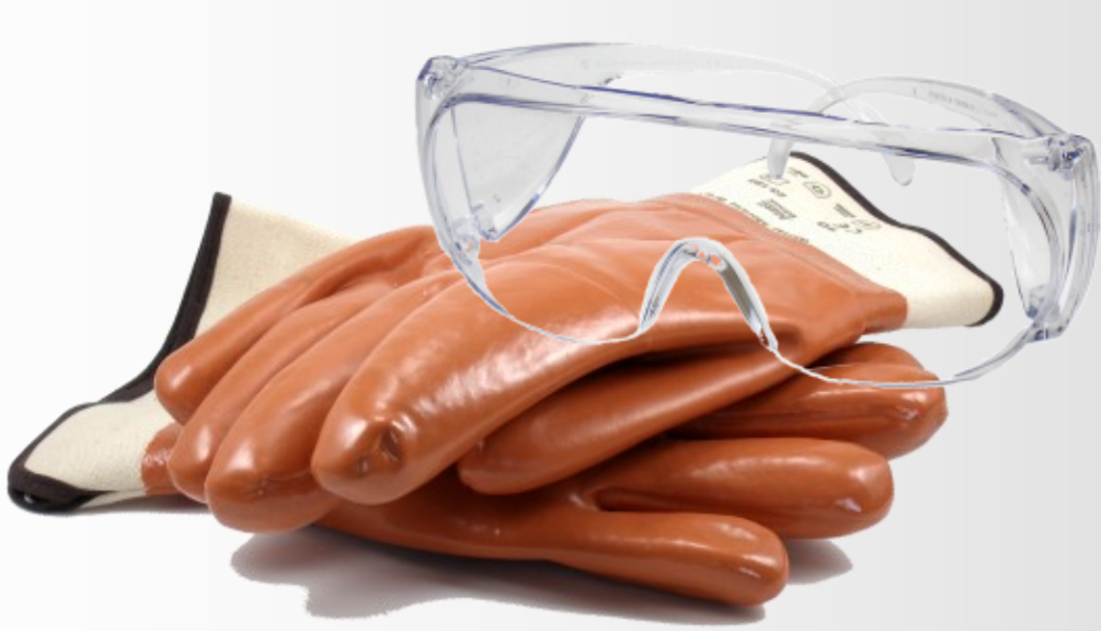 Protective eyewear and gloves for Dewars